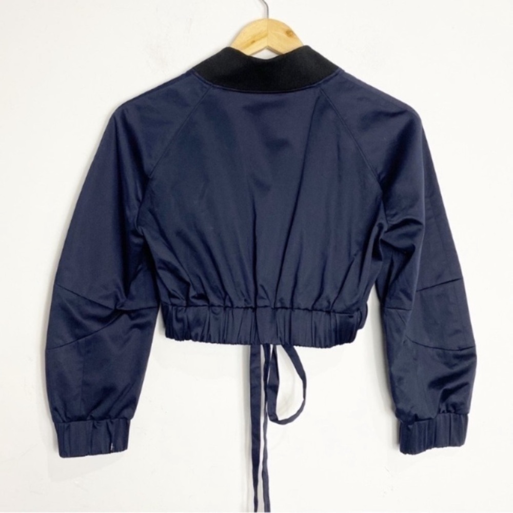 TIBI Mila Satin Bomber Jacket in Dark Navy - Picture 4 of 11